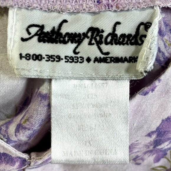 Anthony Richards Purple Floral Cotton Blend Lightweight Short Sleeve Patio Dress - Picture 4 of 4